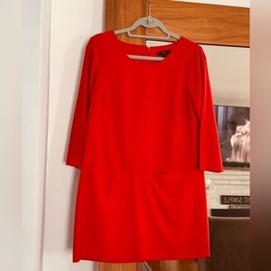 J. Crew Bright Red Midi Dress with Keyhole Detail